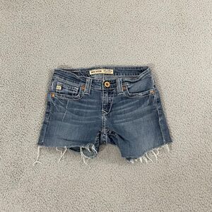 Big Star Jean Shorts Women 25 Low Rise Medium Wash Distressed Cutoff Denim